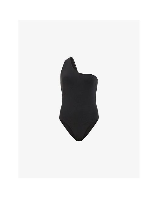 AllSaints Black Correl One-shoulder Asymmetric Swimsuit