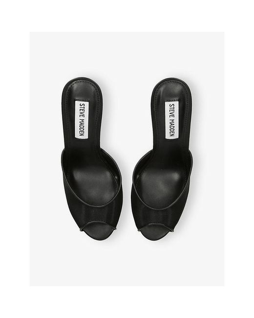 Steve Madden Black Rollout-M Mesh Heeled Mules