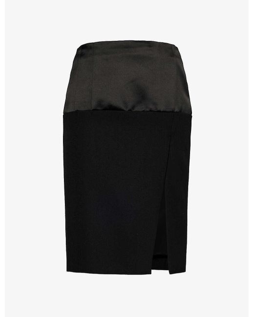 Givenchy Black Contrast-panel Wool-blend Mini Skirt