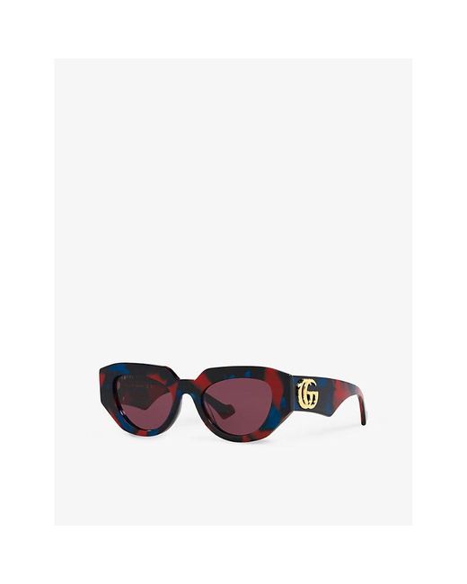 Gucci Purple Gc002107 Rectangle-frame Acetate Sunglasses
