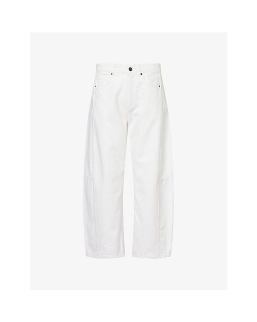 ME+EM White Cropped Wide-Leg Denim Jeans