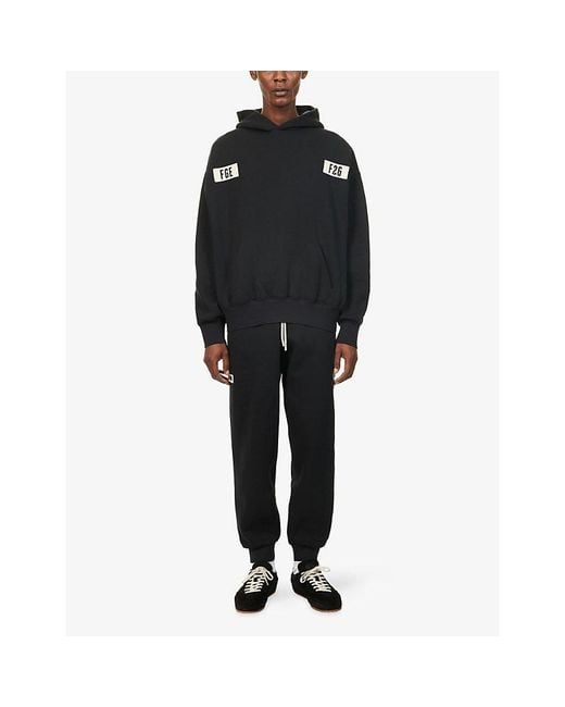 Fear Of God Black Logo-Patch 90's Cotton-Jersey Hoody for men