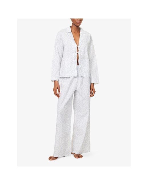 Lounge Underwear White Floral Cotton Pyjama Shirt