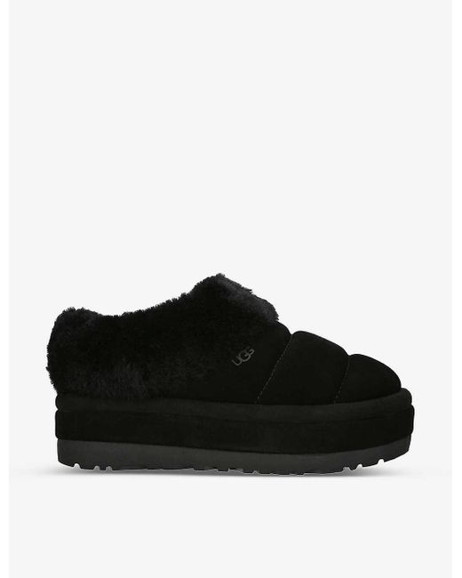 Ugg Black Tazzlita Logo-embroidered Suede And Shearling Ankle Boots