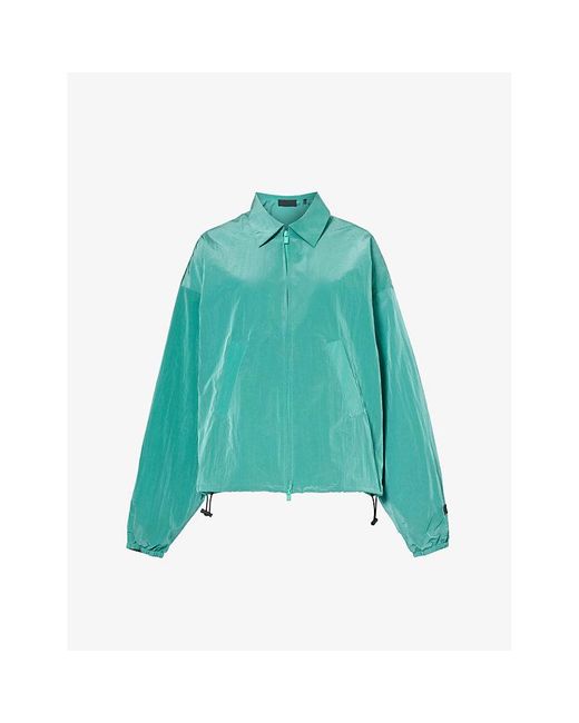 Fear Of God Green Essentials Brand-appliqué Faded Denim Jacket