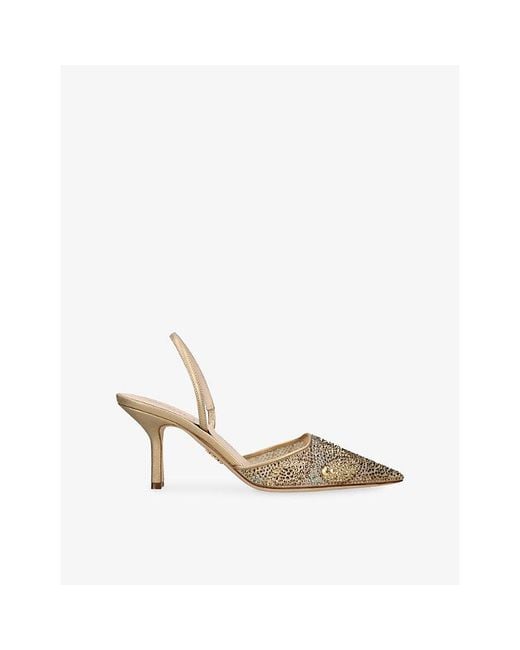 Rodo Metallic Assia 75 Crystal-Embellished Heeled Slingbacks