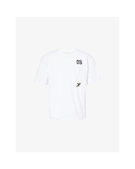 Reese Cooper White Outdoors Ropes Cotton T-Shirt for men