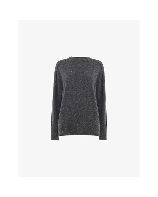 Whistles Black Round-Neck Knitted Cashmere Jumper