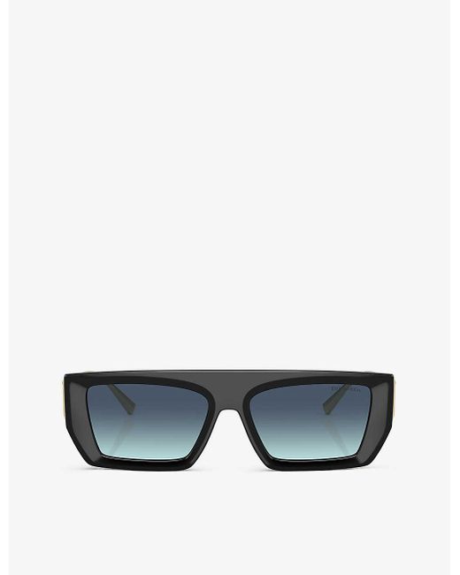 Tiffany & Co Blue Tf4214u Rectangle-frame Metal Sunglasses