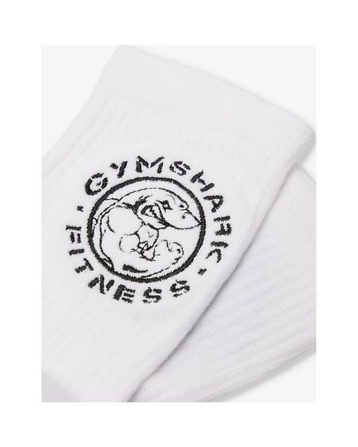 GYMSHARK White Legacy Brand-embroidered Pack Of Two Cotton-blend Socks for men