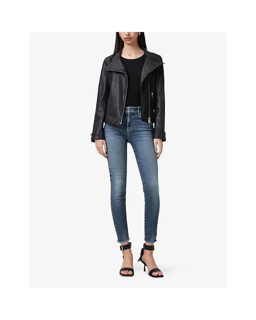 AllSaints Blue Miller Pushup Skinny-Leg High-Rise Cotton-Blend Stretch-Denim Jeans