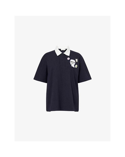 COACH Blue X Brain Dead Ruby Embroidered Cotton Polo Shirt