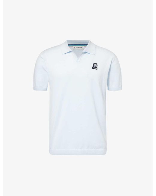 Sandbanks White Brand-badge Organic-cotton Knitted Polo Shirt for men