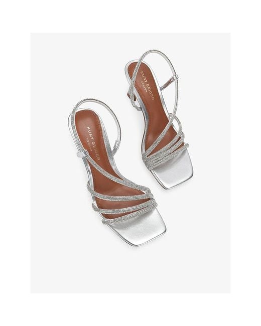 Kurt Geiger White Annabel Embellished Heeled Sandals