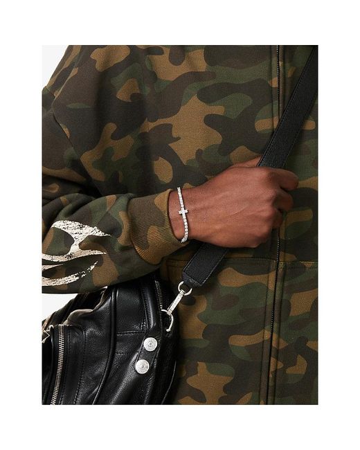 Gld Metallic Cross 14Ct Plated And Cubic Zirconia Tennis Bracelet for men