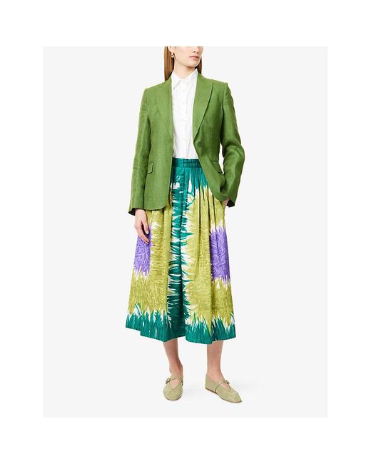 Weekend by Maxmara Green Nalut Single-Breasted Linen Blazer