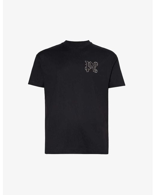 Palm Angels Black Monogram Stud Cotton-jersey T-shirt X for men