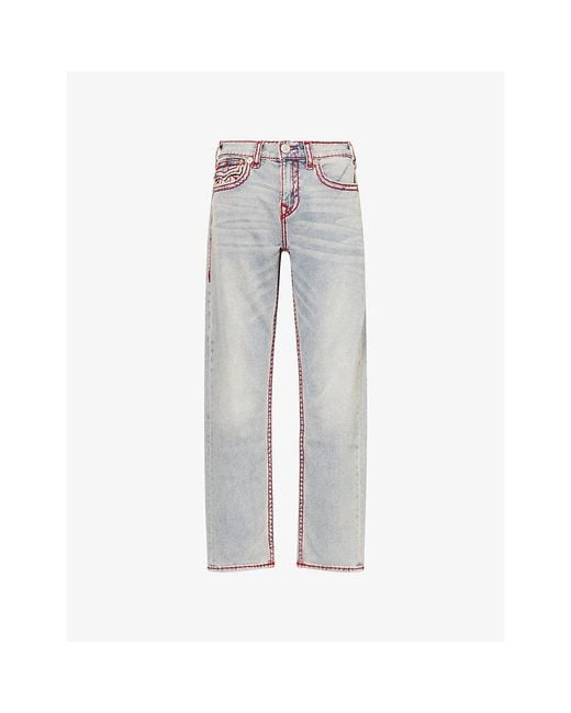 True Religion Gray Bobby Super T Flap Baggy-Fit Denim Jeans for men