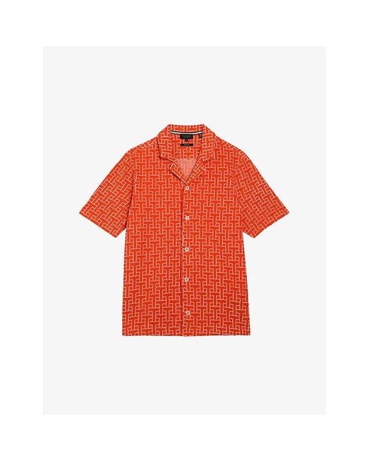 Ted Baker Red Endula T-print Towelling Shirt for men