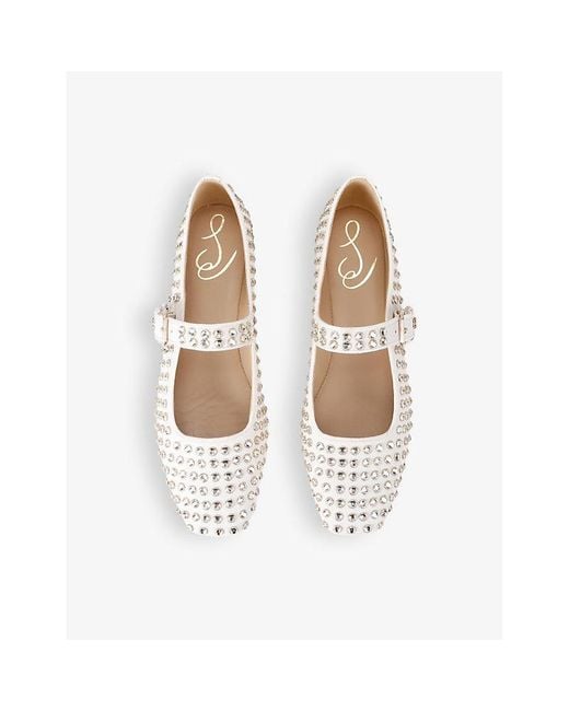 Sam Edelman White Michaela Rhinestone-Embellished Ballet Flats