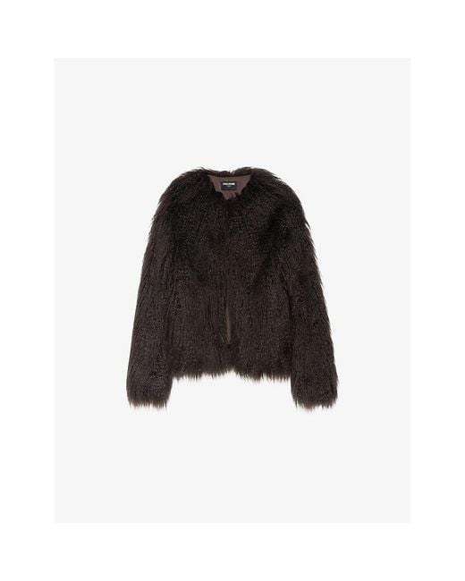 Zadig & Voltaire Black Freddie Single-Breasted Faux-Fur Coat