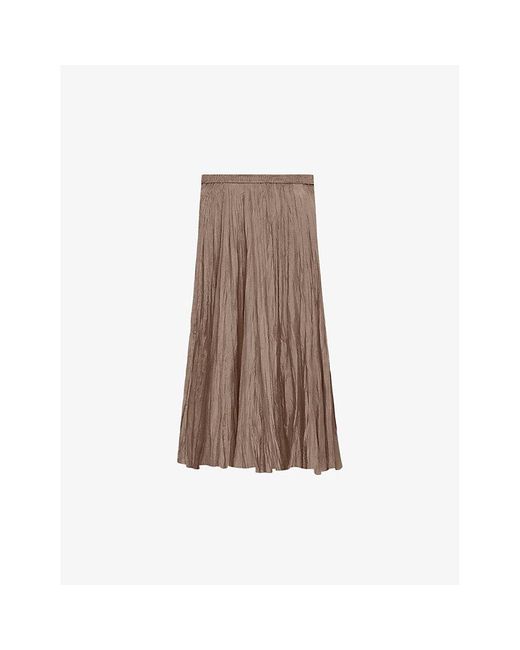 Joseph Brown Sully Crinkled Silk-habotai Midi Skirt