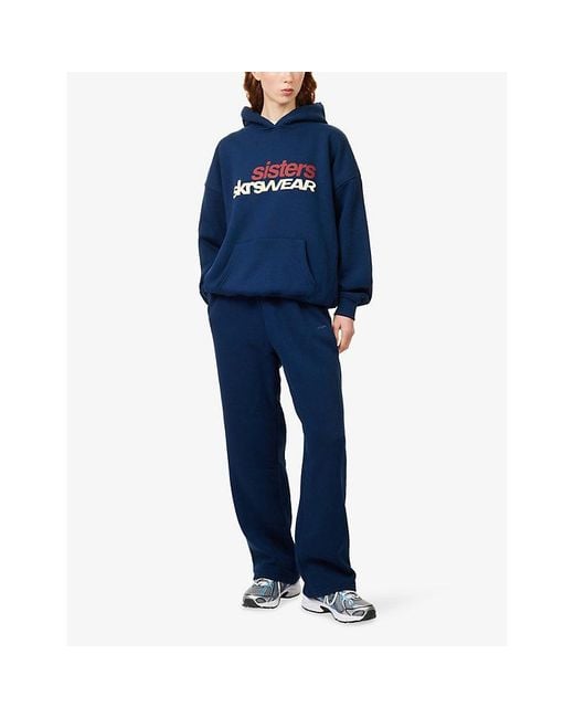 Sisters & Seekers Blue Waverley Skrswear Oversized Cotton-Blend Hoody