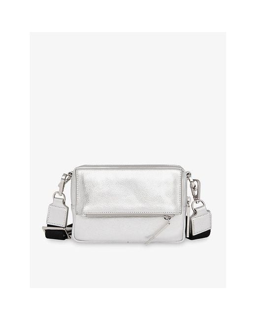 Whistles Bibi Zippouch Metallic Leather Crossbody Bag in White Lyst