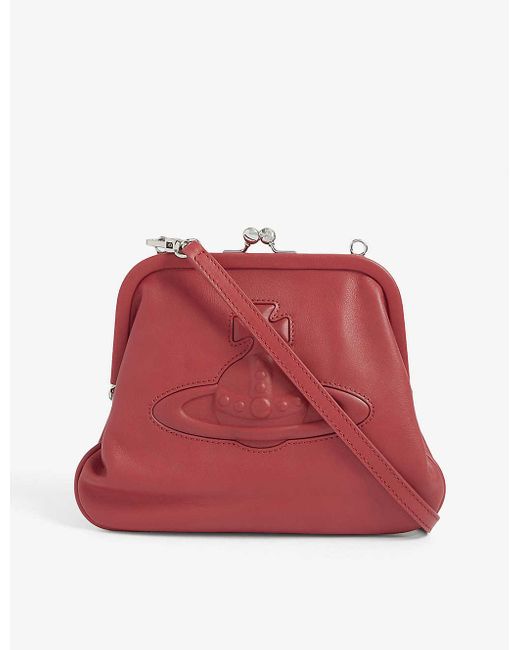 Vivienne Westwood Red Chelsea Logo-embossed Leather Clutch Bag