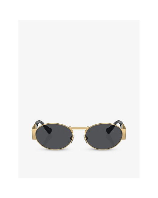 Versace Black Ve2264 Oval-frame Metal Sunglasses
