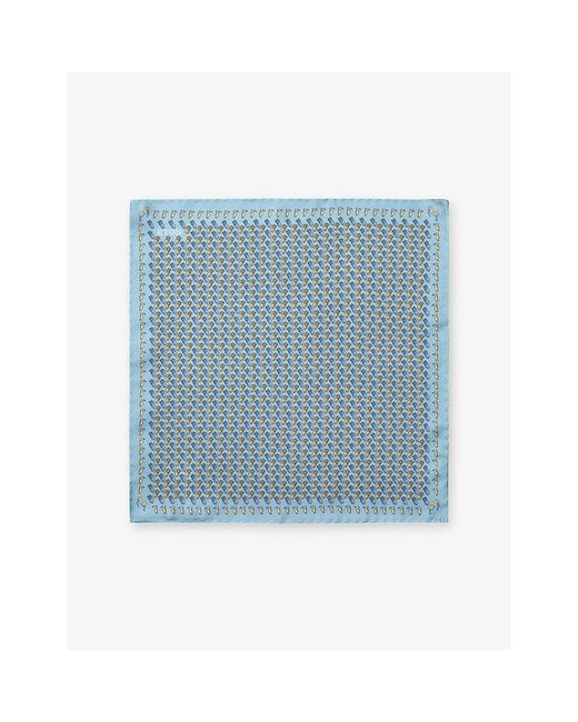 Eton of Sweden Blue Ananas Silk-Twill Pocket Square for men