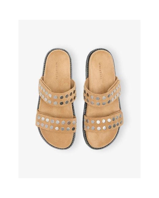 Whistles Natural Studded Leather Sliders