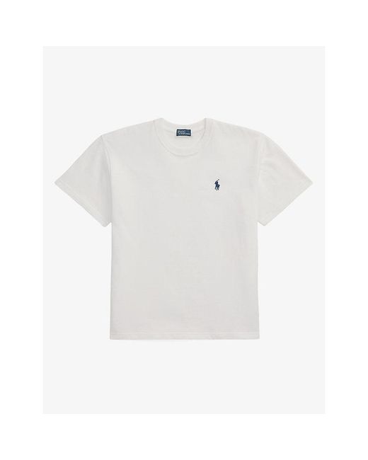Polo Ralph Lauren White Logo-Embroidered Cotton T-Shirt