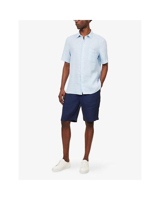 Sunspel Blue Drawstring Relaxed Linen Shorts for men