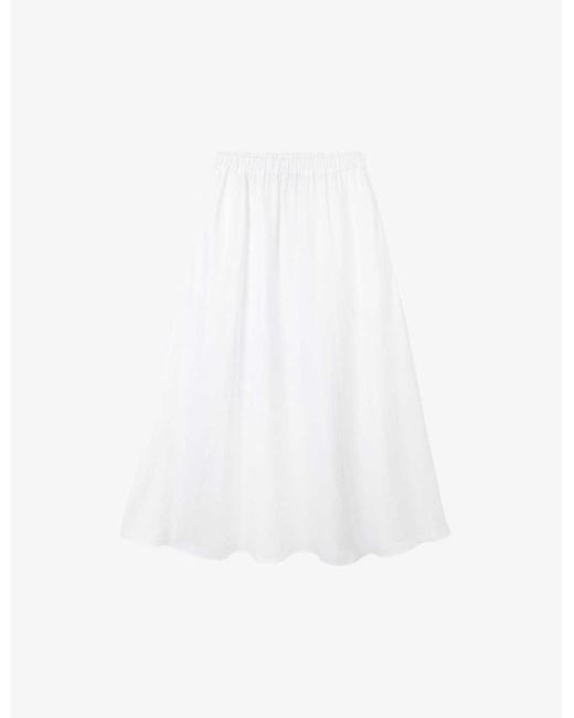 The White Company White The Company Relaxed-fit High-rise Linen Midi Skirt
