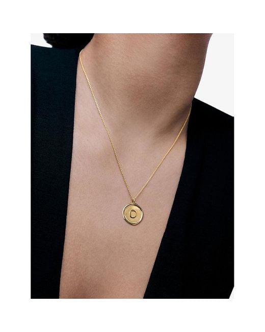 Monica Vinader White Initial O Stamp 18Ct-Vermeil Chain Necklace