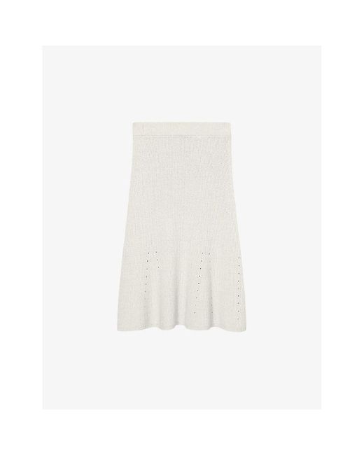 Joseph White Slim-fit High-rise Ribbed Stretch Linen-blend Midi Skirt