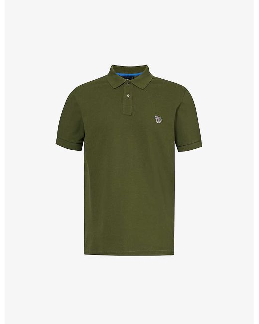 PS by Paul Smith Green Zebra-embroidered Cotton-piqué Polo Shirt for men