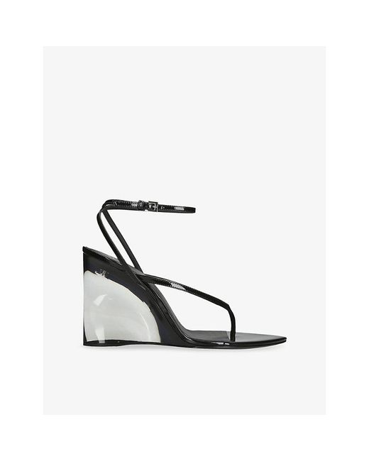 Alaïa White Pointed-Toe Leather Wedge Sandals
