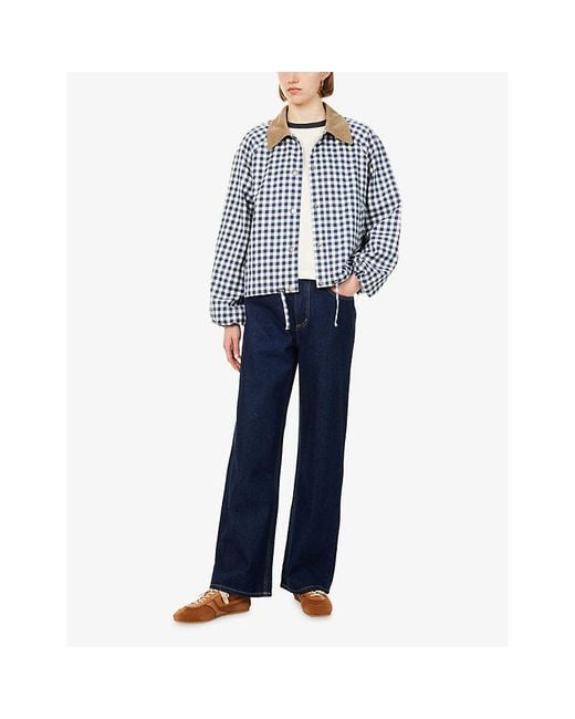 Barbour Blue Ovingham Gingham Woven Jacket