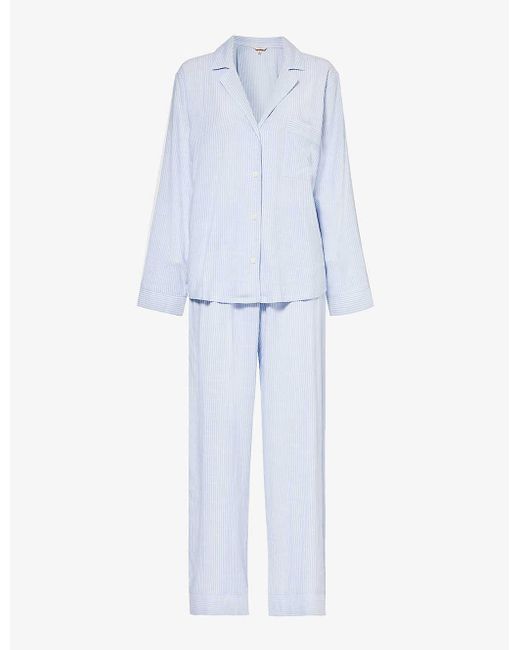 Eberjey Blue Nautico Striped Cotton-blend Pyjamas