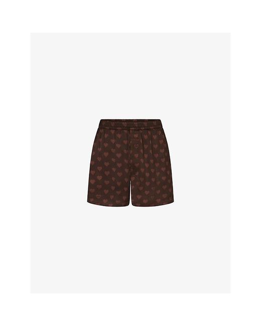 Skims Brown Sleep Sateen Boxer Shorts for men