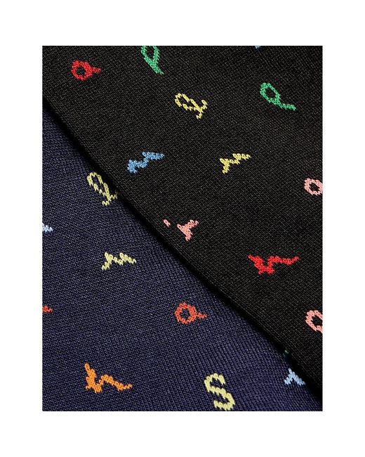 Paul Smith Black Letter-pattern Pack Of Two Cotton-blend Socks for men