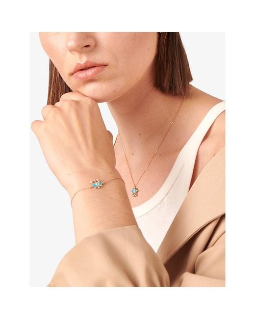 La Maison Du Couturier White Selda Evil Eye 14Ct Rose- And Diamond Bracelet