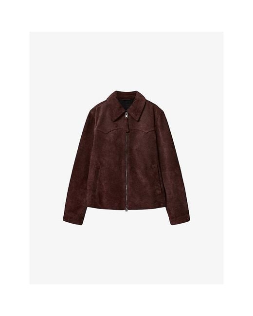 AllSaints Brown Dellcot Suede Jacket for men