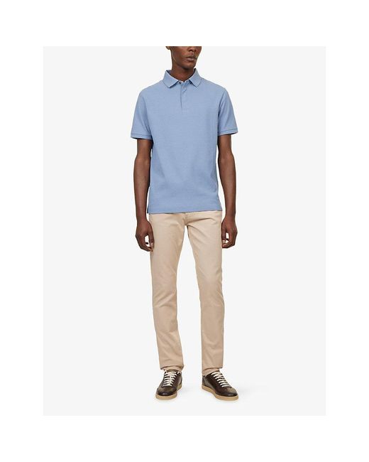 Emporio Armani Blue Jacquard Weave Cotton Polo Shirt for men