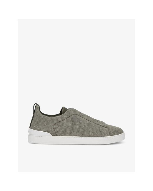 Zegna Green Triple Stitch Low-top Cotton Trainers for men