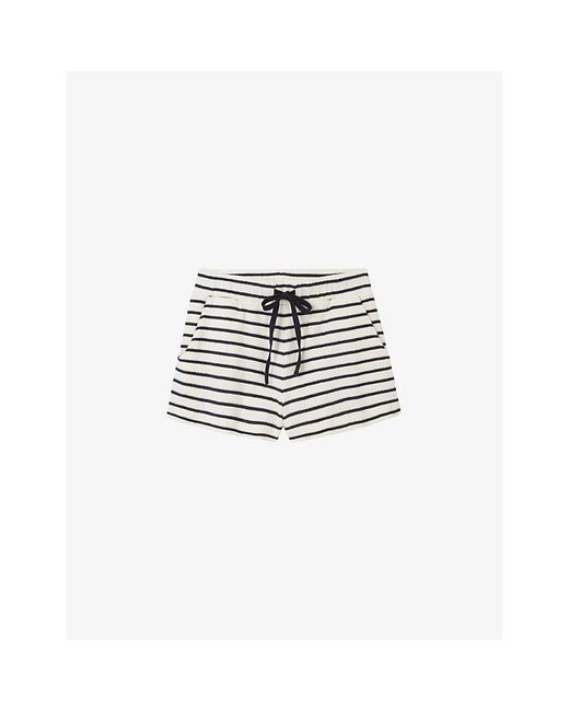 The White Company White Vystripe Striped Towelling-textured Organic-cotton Shorts