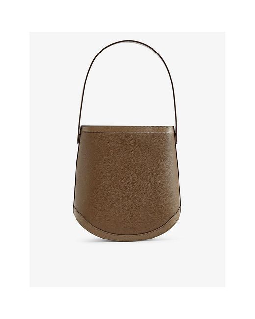 SAVETTE Brown Bucket Leather Top-handle Bag