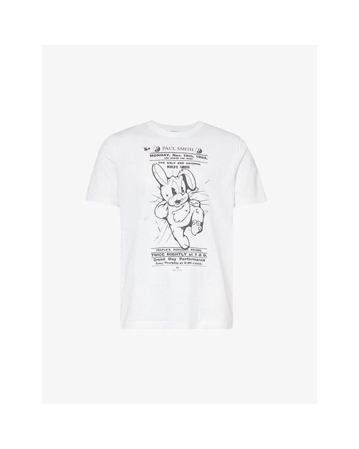 PS by Paul Smith White Bunny-print Crewneck Organic Cotton-jersey T-shirt Xx for men